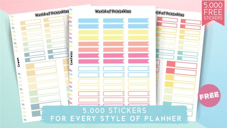 Free Planner Stickers - 5000 Functional Planner Stickers - World of ...