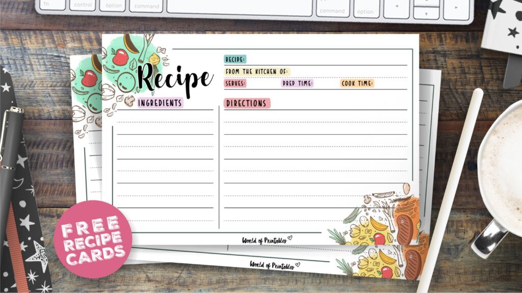 Recipe Cards - 50 Styles To Print For Free - World of Printables