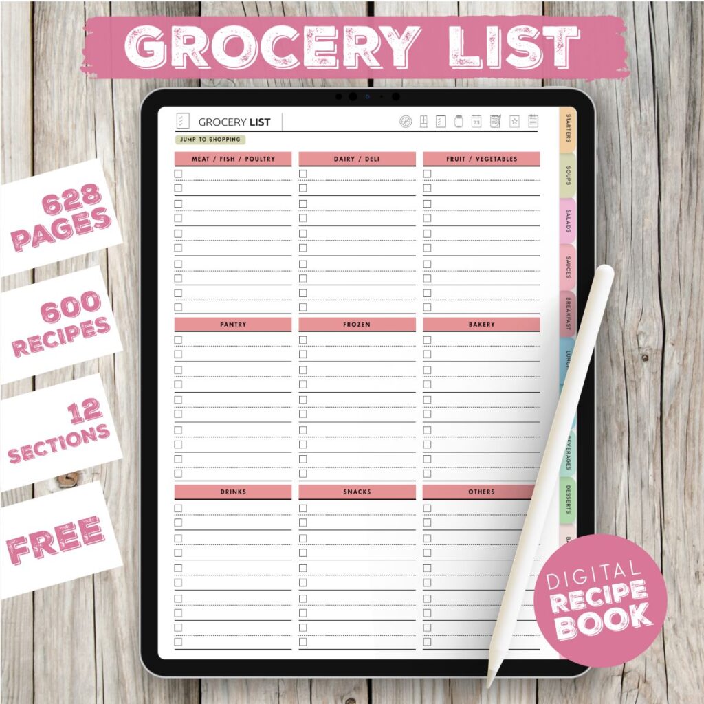 Digital Recipe Book Grocery List