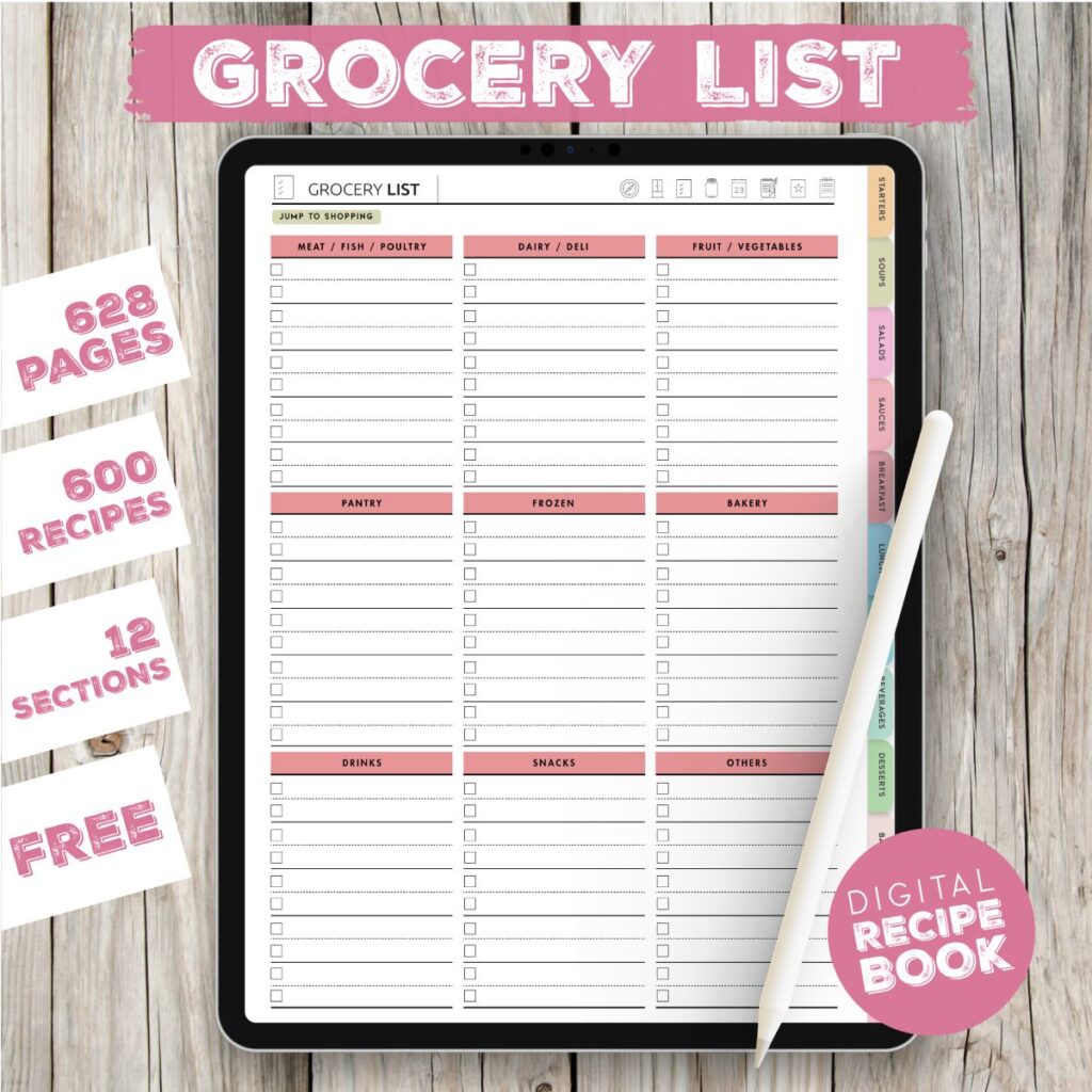 Pantry Essentials List Food Shopping List Printable, Digital Grocery List  Template Compatible With Goodnotes Digital, PDF 