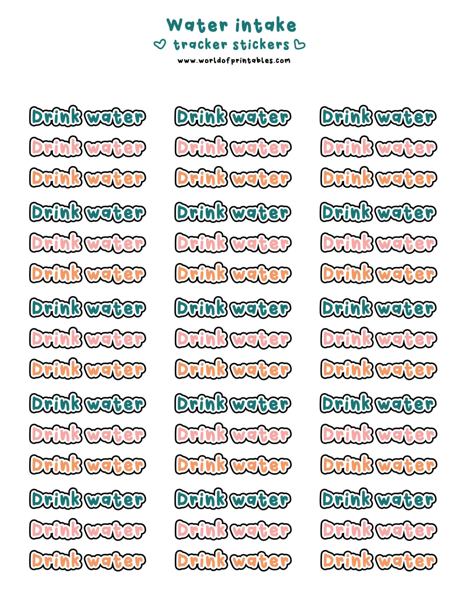 Water Tracker Stickers - Free Printable and Digital Planner Stickers
