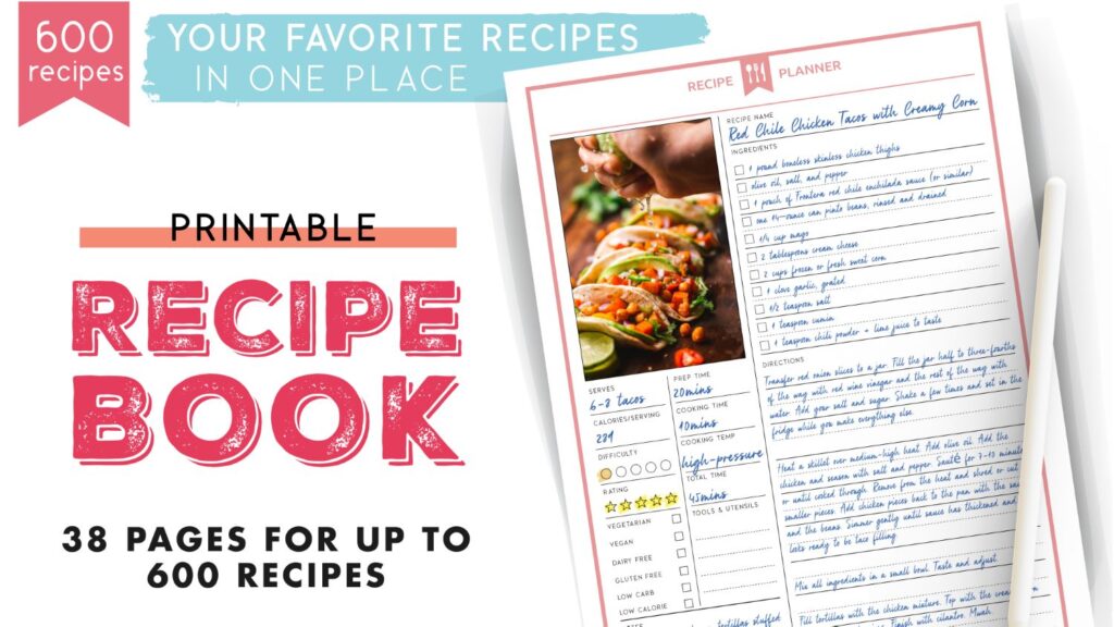 My favorite recipes: Great blank recipe book to write your