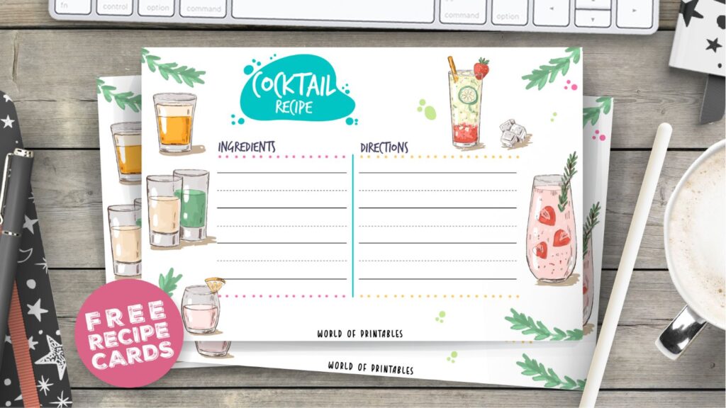 Free Cocktail Recipe Cards