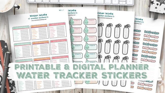 Free Water Tracker Stickers - Printable and Digital Planner Stickers