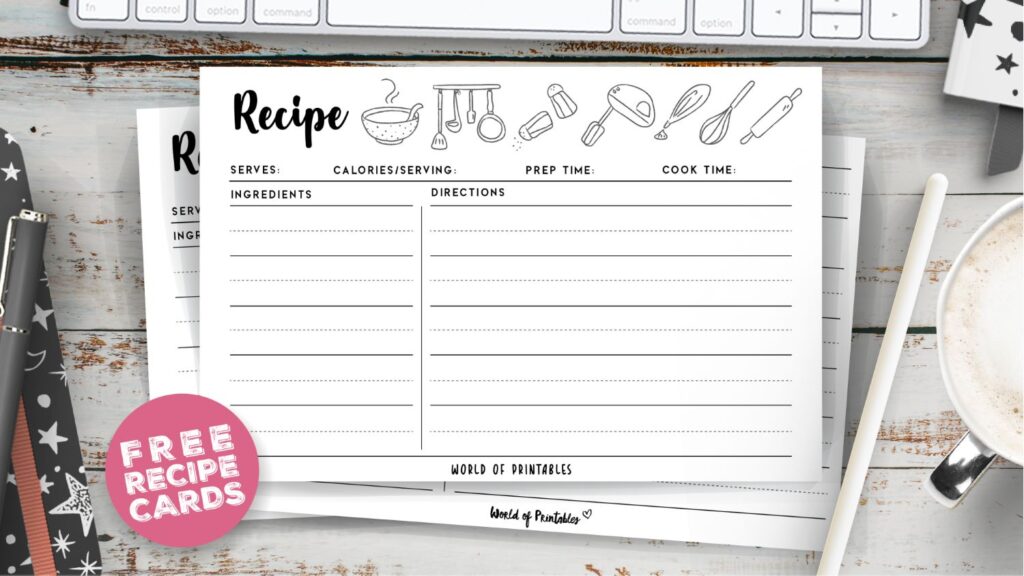 Recipe Cards - 50 Styles To Print For Free - World of Printables