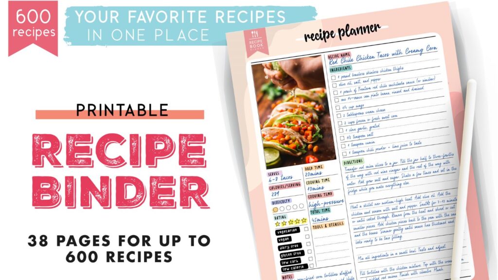 Personalized recipe binder