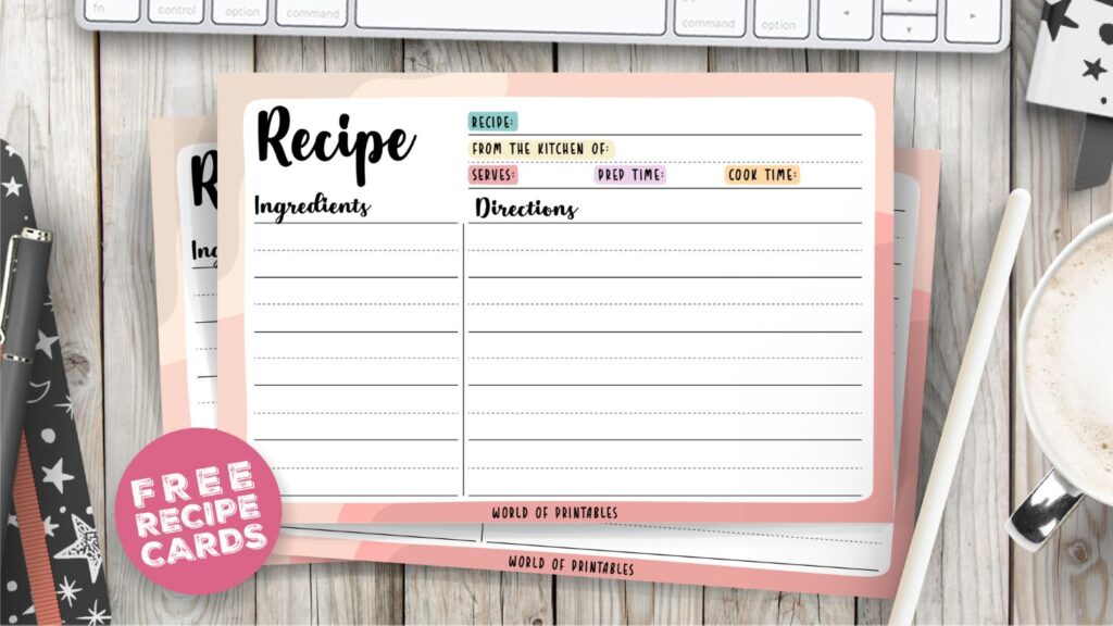 Pink Cute Recipe Card