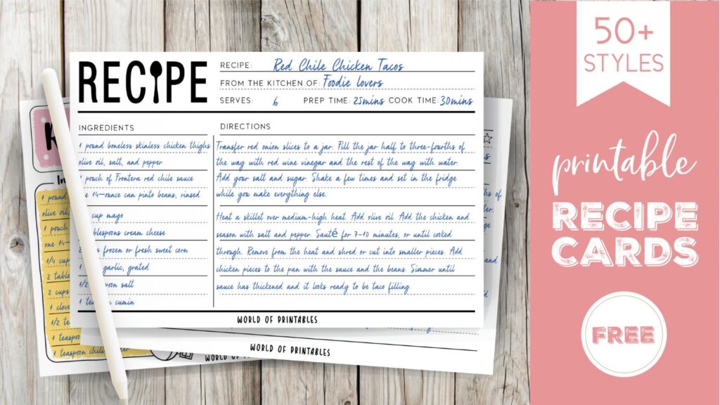 Printable Recipe Cards