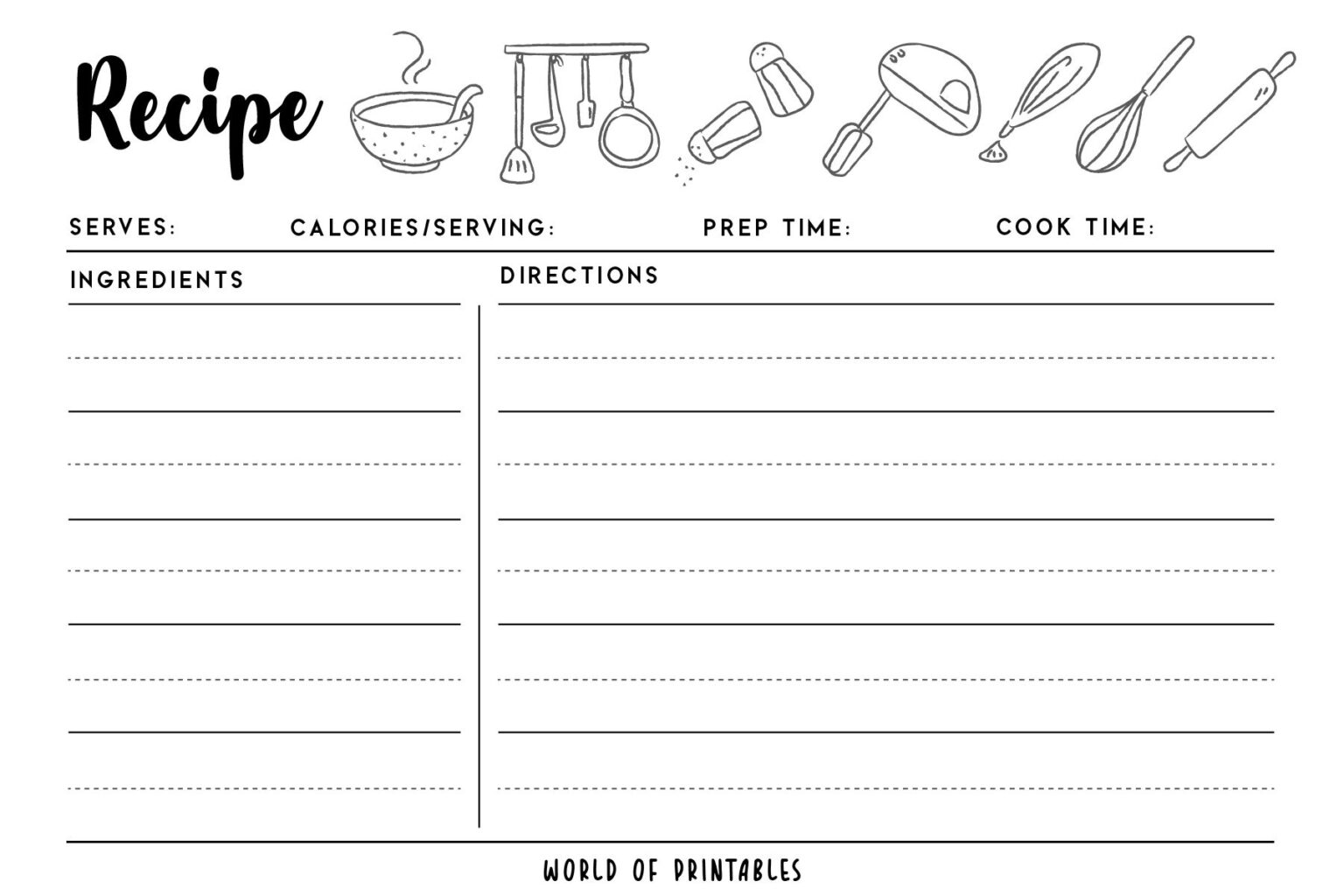 Recipe Cards - 50 Styles To Print For Free - World of Printables
