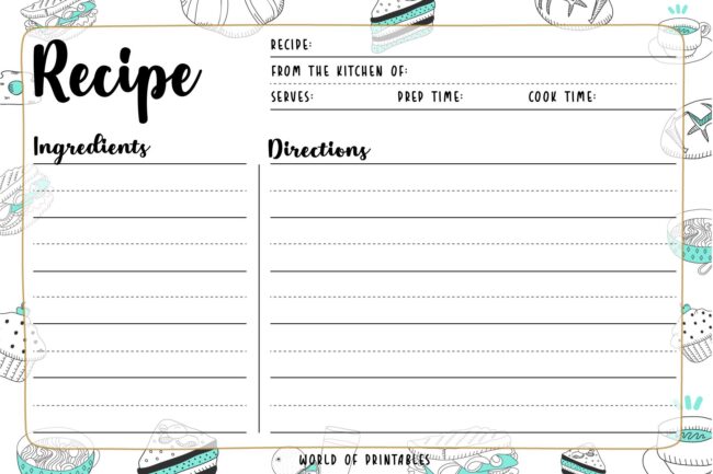 Recipe Cards - 50 Styles To Print For Free - World of Printables