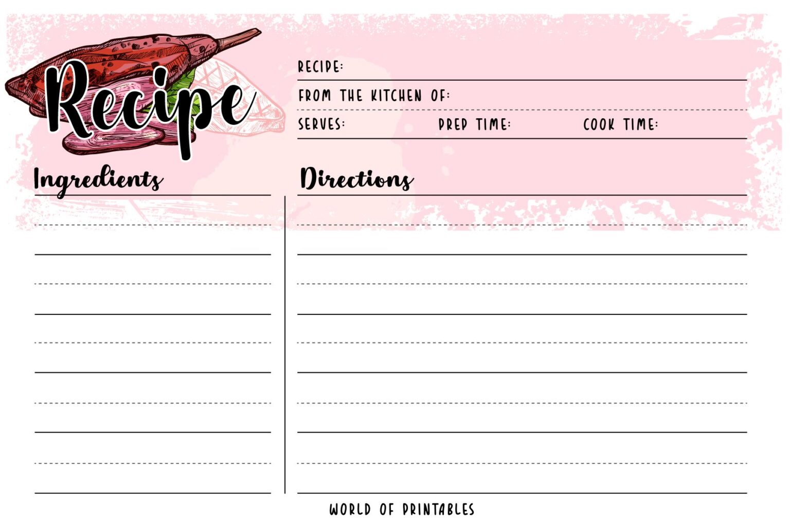 Recipe Cards - 50 Styles To Print For Free - World of Printables