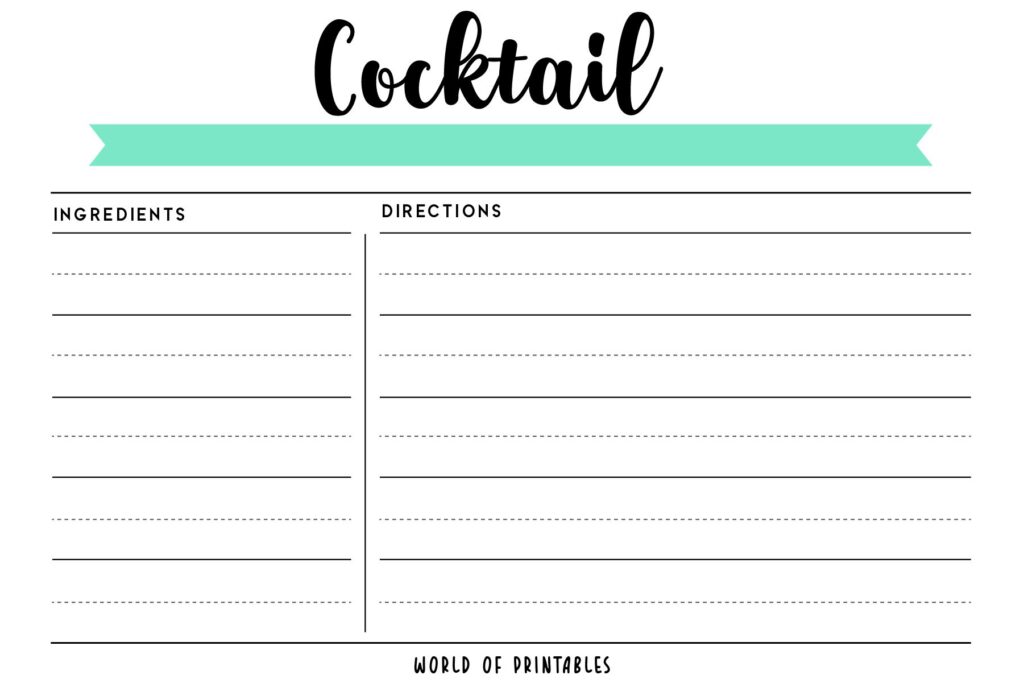 Recipe Card Cocktails