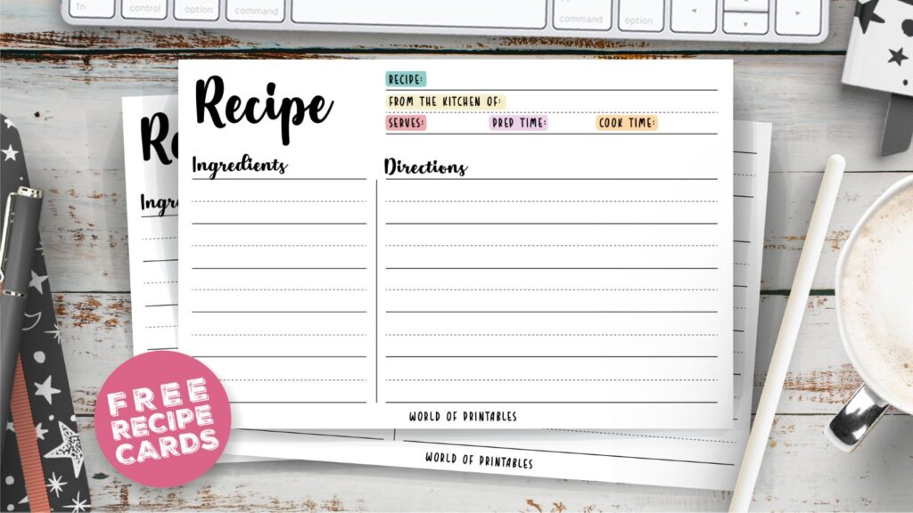 Recipe Cards Printable