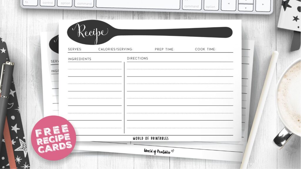 blank recipe cards printable