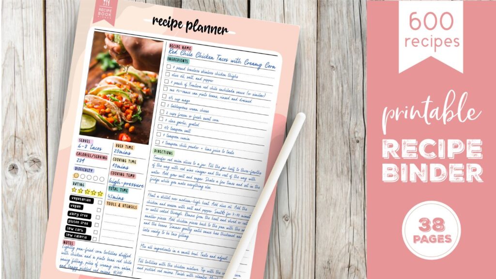 cookbook binder