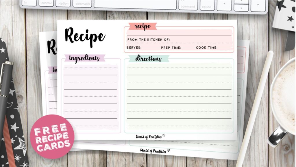 printable recipe cards 4x6