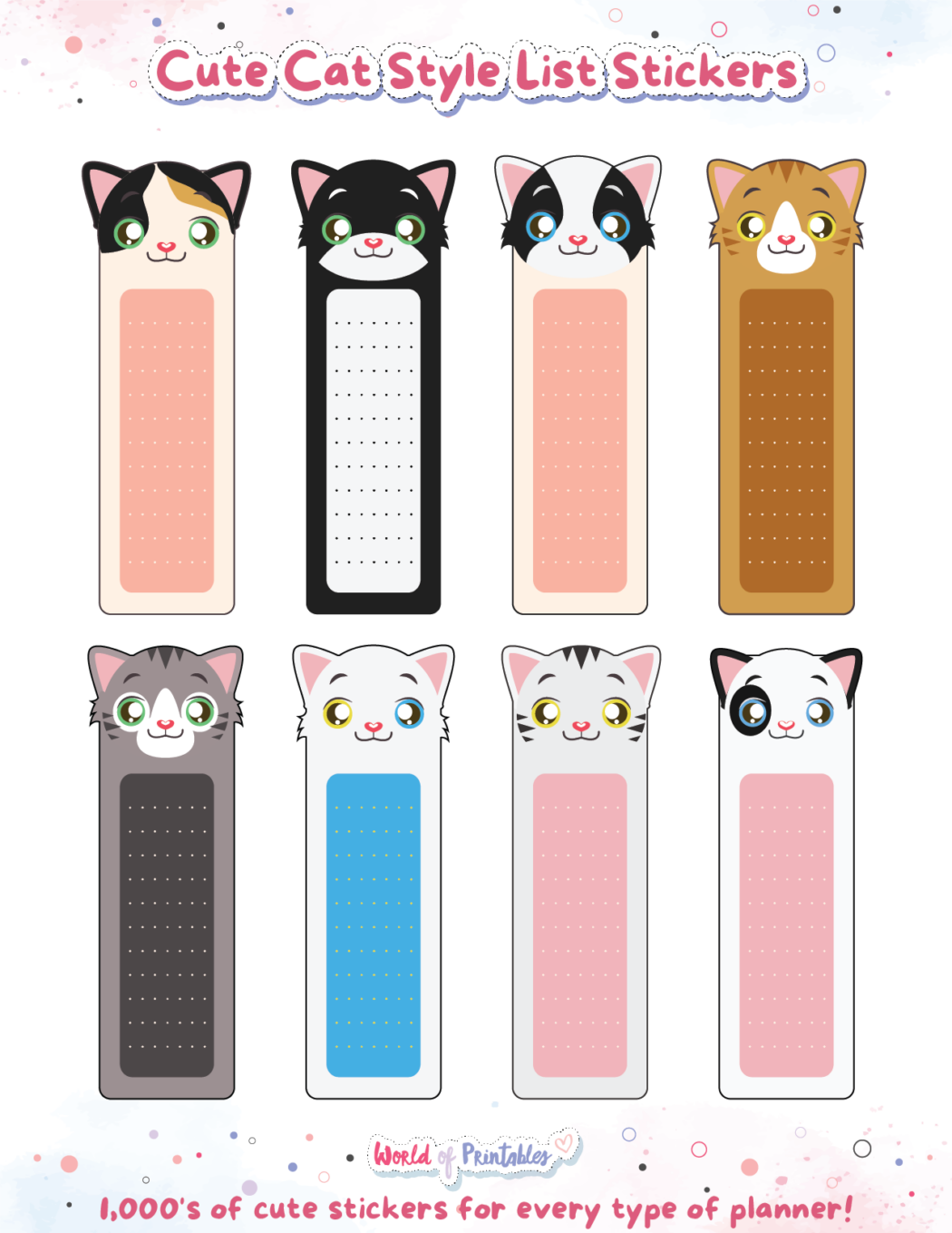 Cat To Do List Stickers Printable & Digital World of Printables