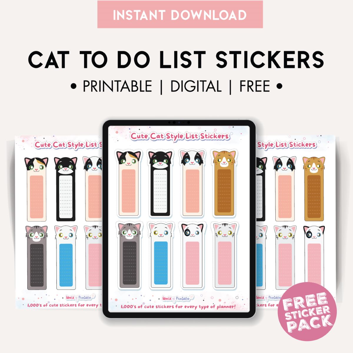 Cute Cat Planner Template + Stickers – Free Printable - Printables