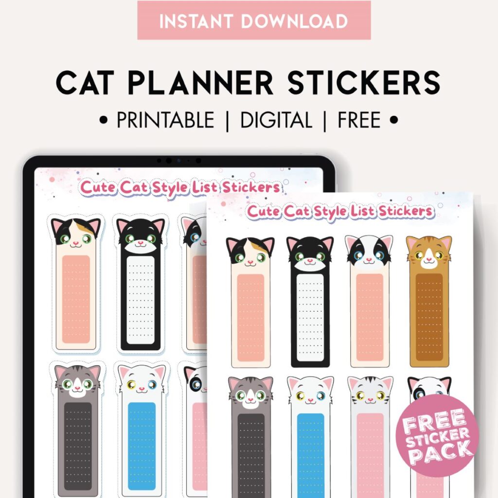 Cute Cat Planner Template + Stickers – Free Printable - Printables and  Inspirations