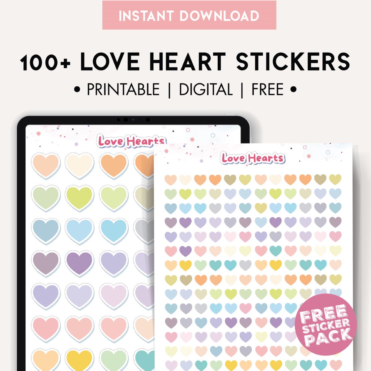 Love Heart Planner Stickers | Free Printable & Digital - World of ...