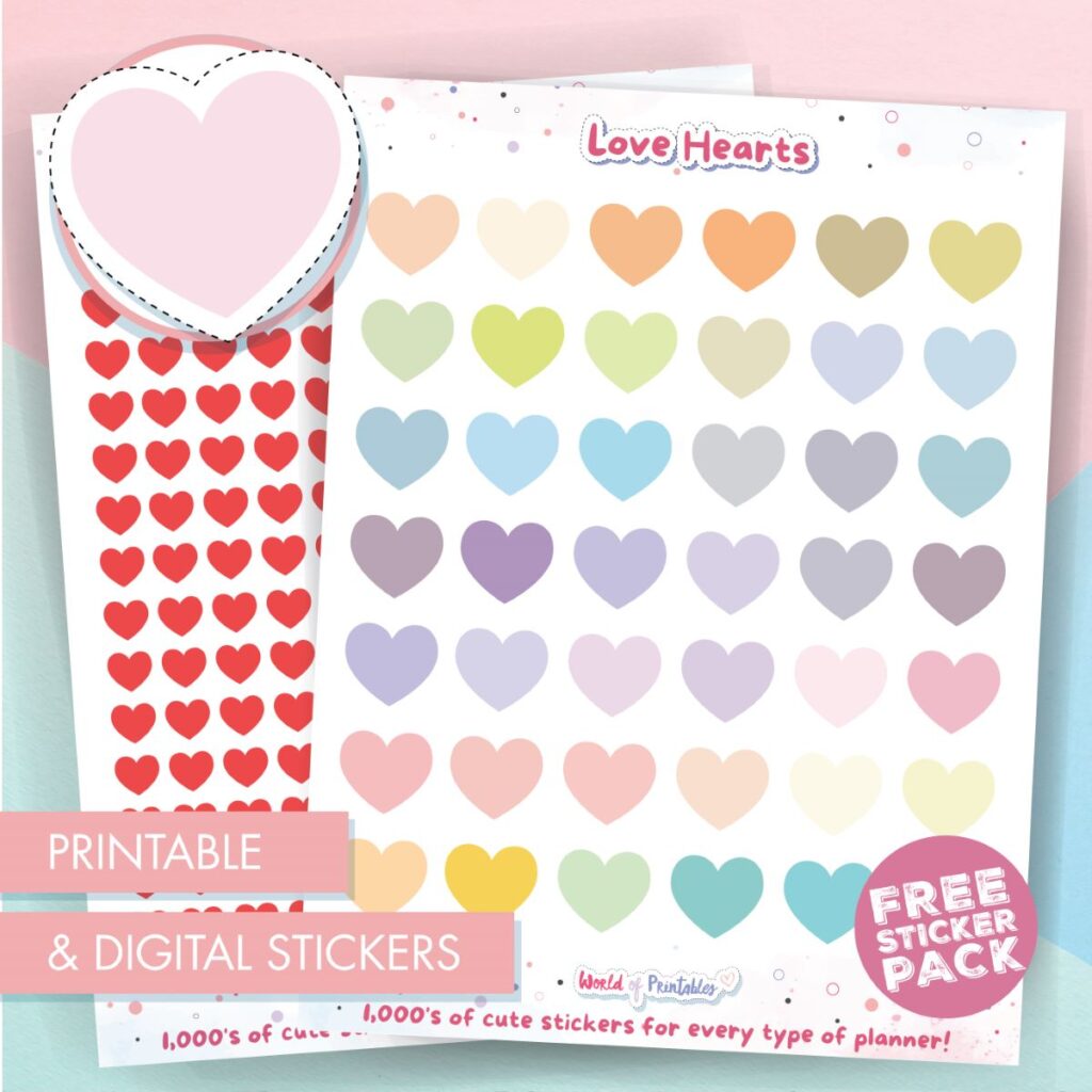 Love Printable Stickers in Black & Pink Graphic by Summer Digital