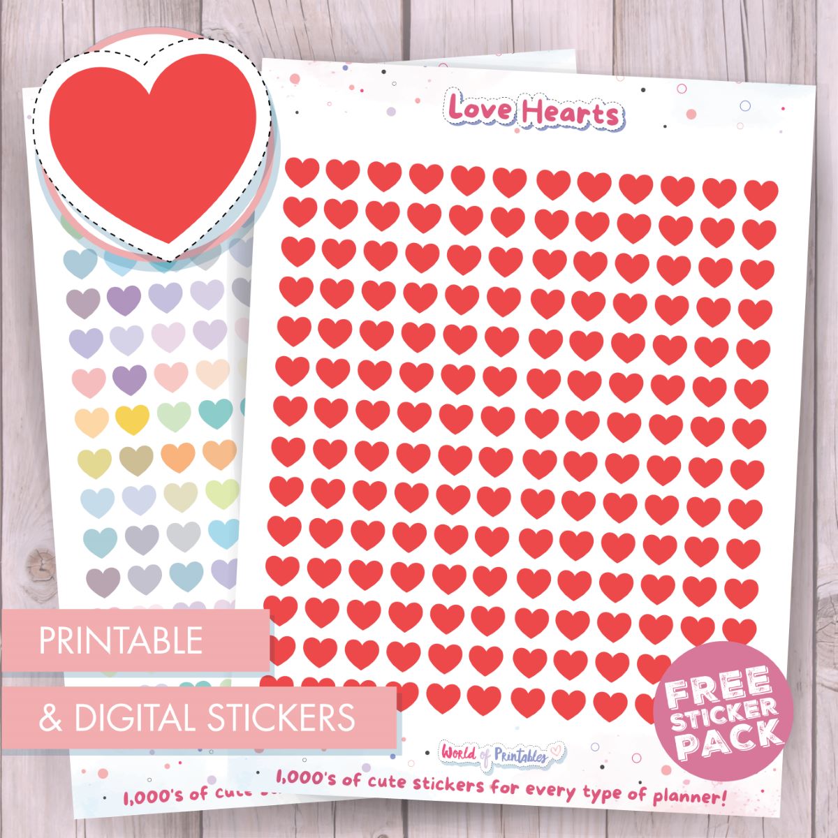 Love Heart Planner Stickers | Free Printable & Digital - World of ...