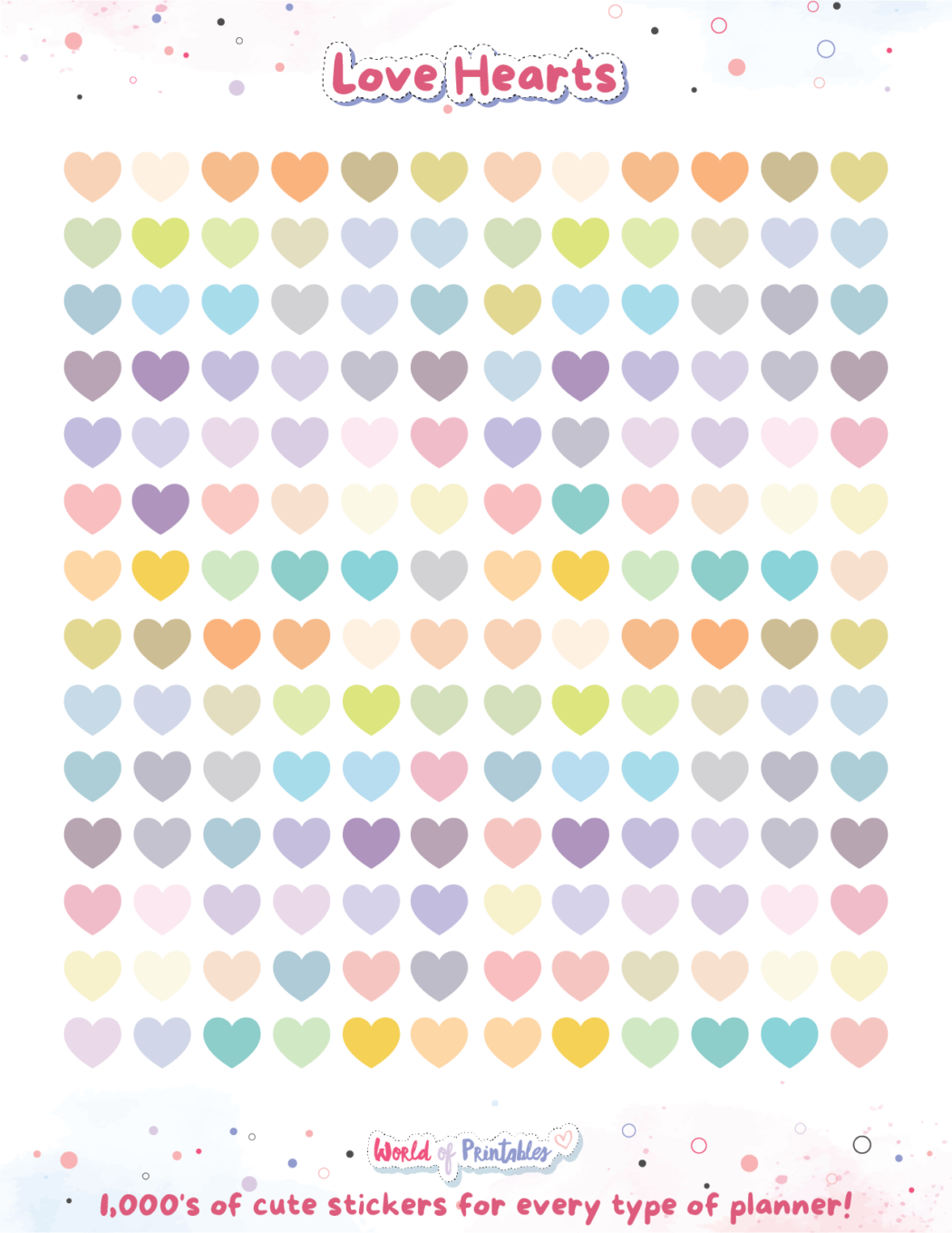 Love Heart Planner Stickers Free Printable & Digital World of