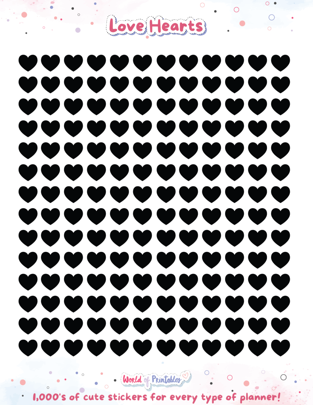 Love Heart Planner Stickers Free Printable & Digital World of