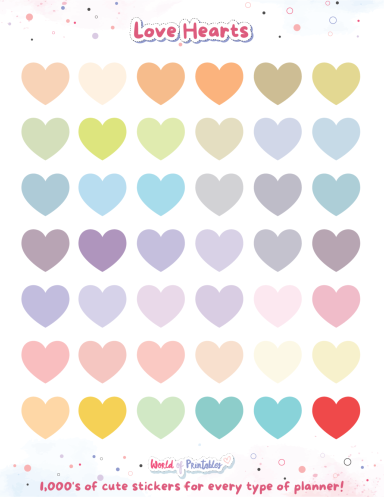 Love Heart Planner Stickers Free Printable Digital World of