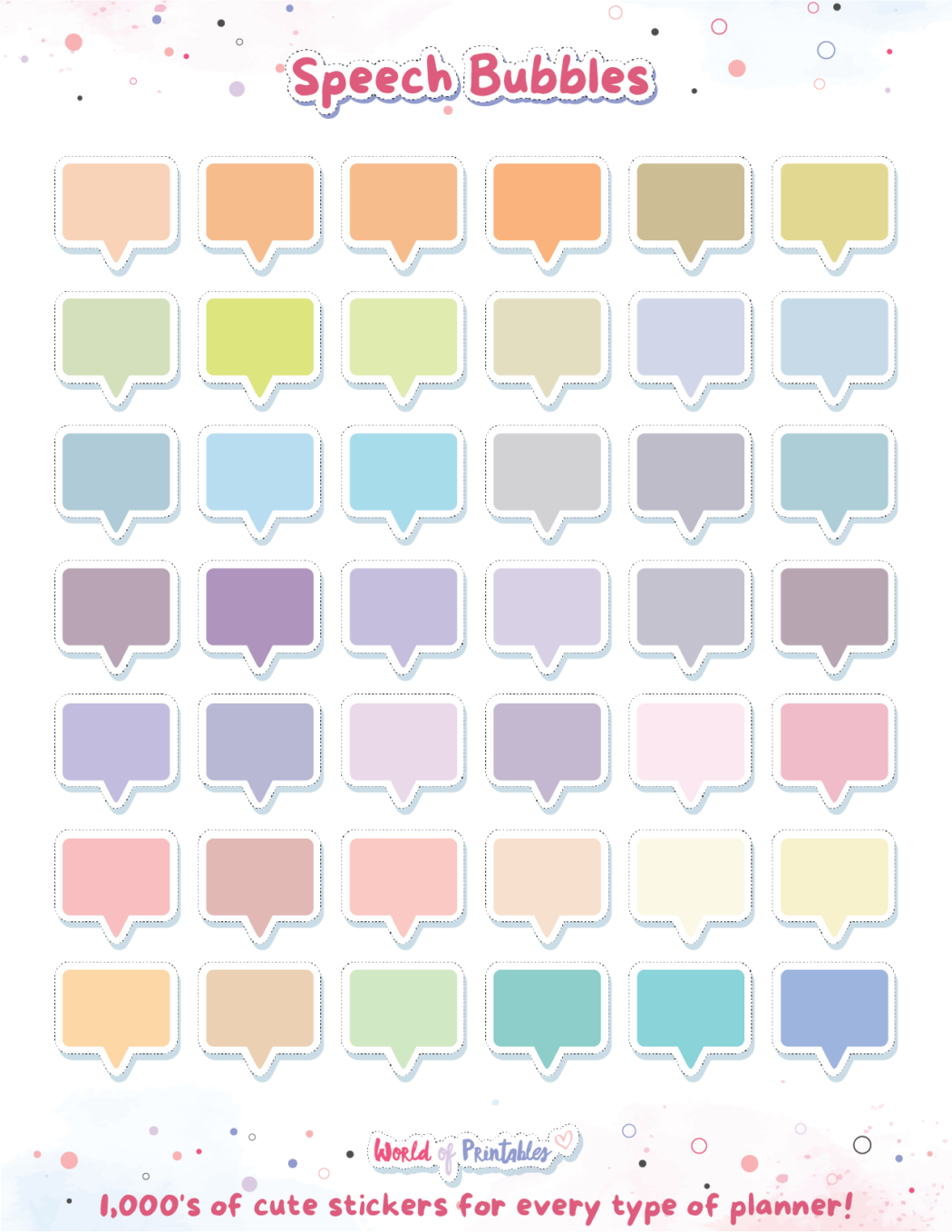 Speech Bubble Stickers 100+ Cute Free Stickers World of Printables