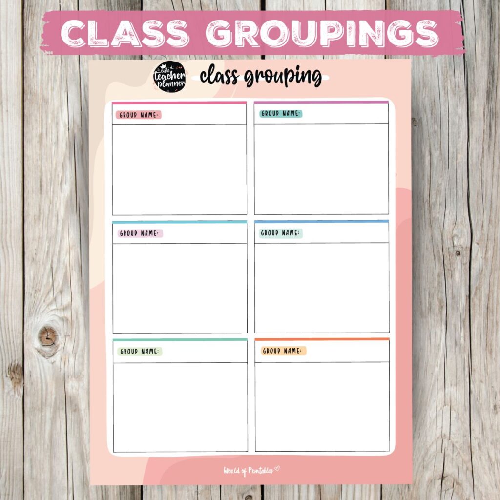 Teacher Planner Class Grouping