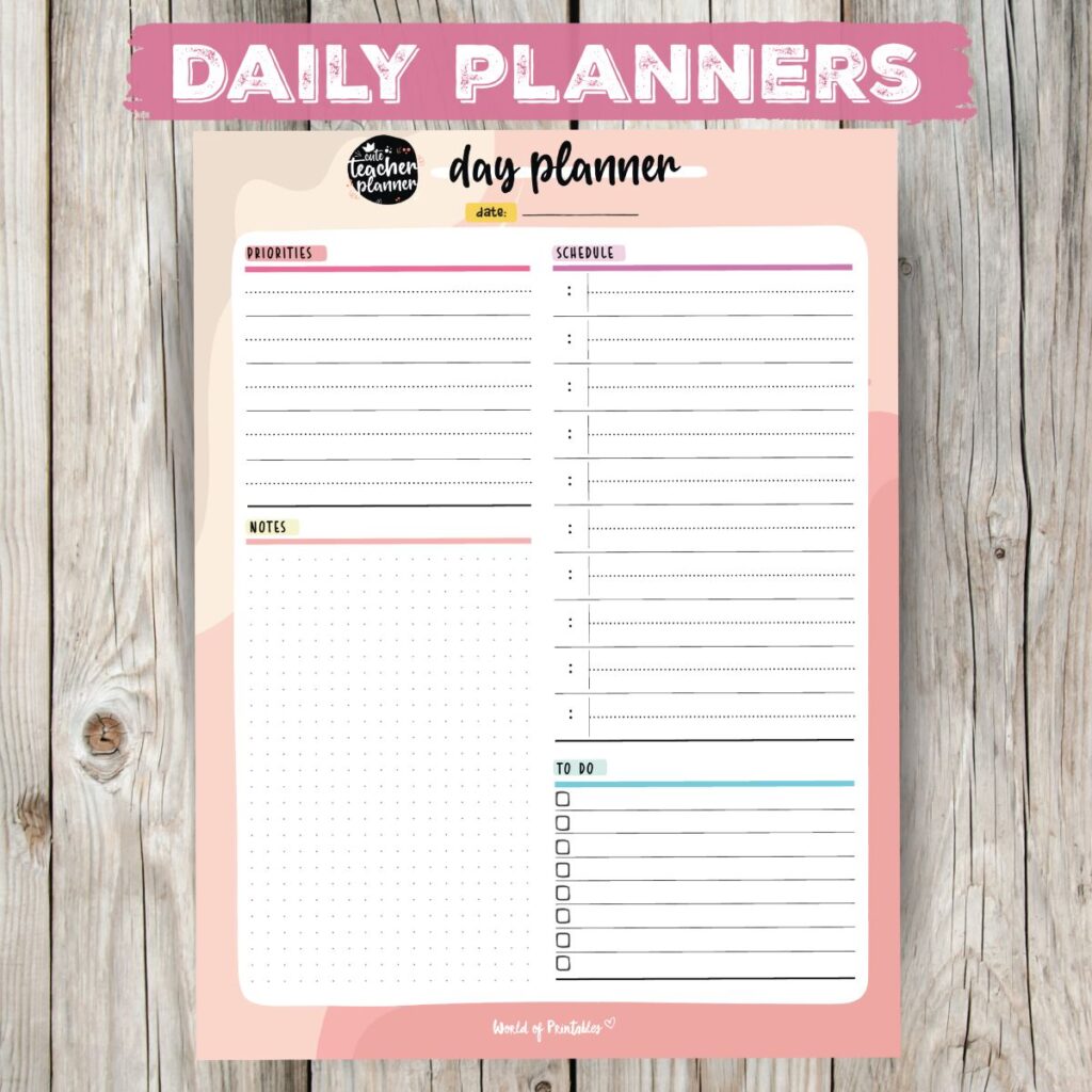 Teacher Planner Day Planner