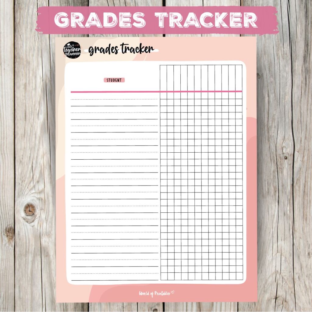 Teacher Planner Grades Tracker
