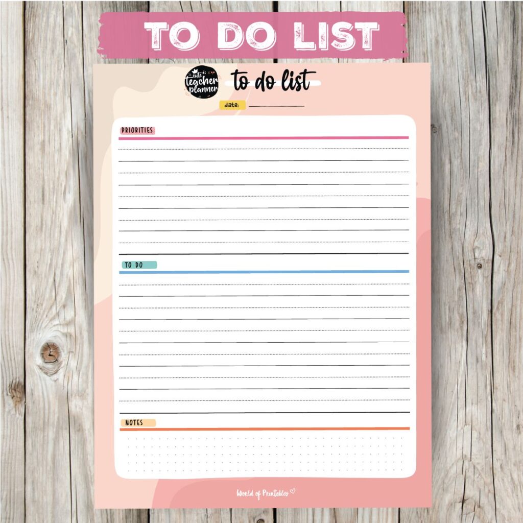 Teacher Planner To Do List