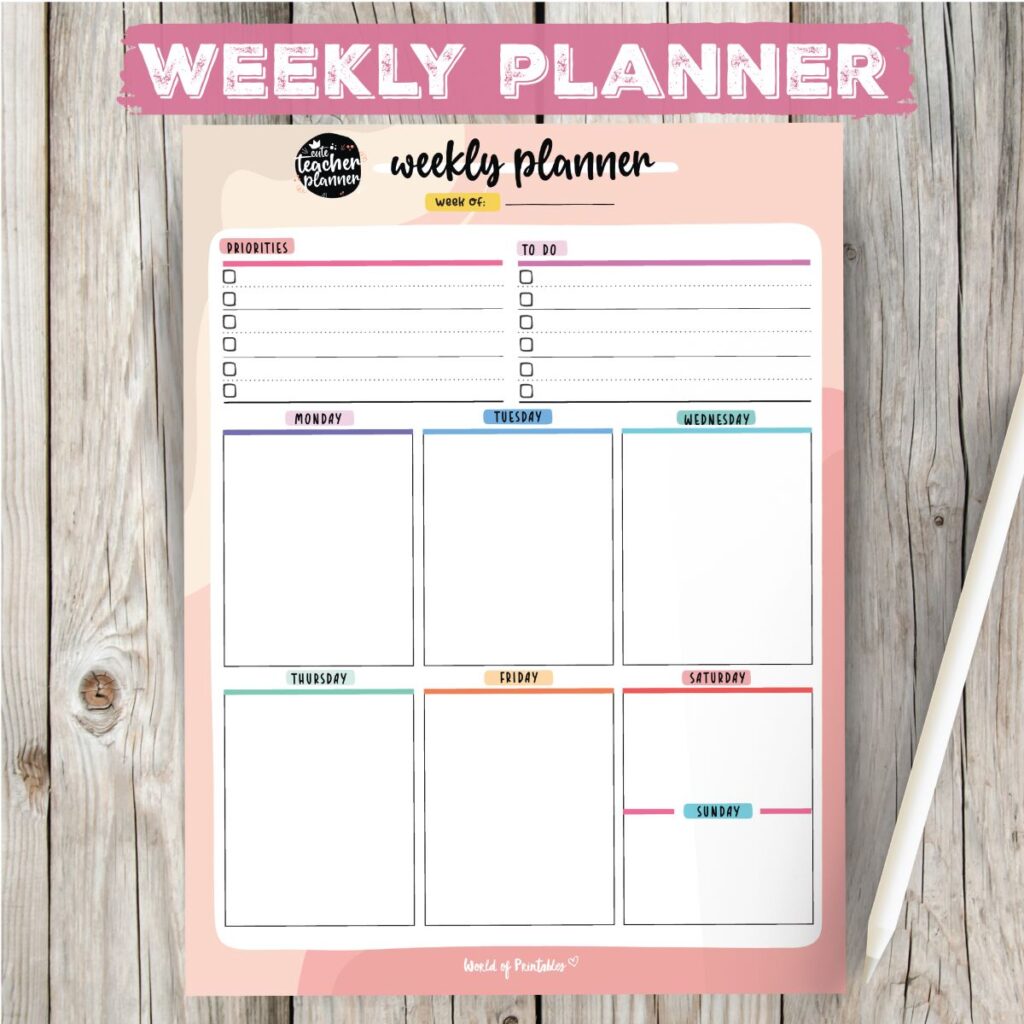 Teacher Planner Weekly Planner