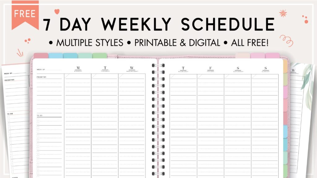 7 day weekly schedule template