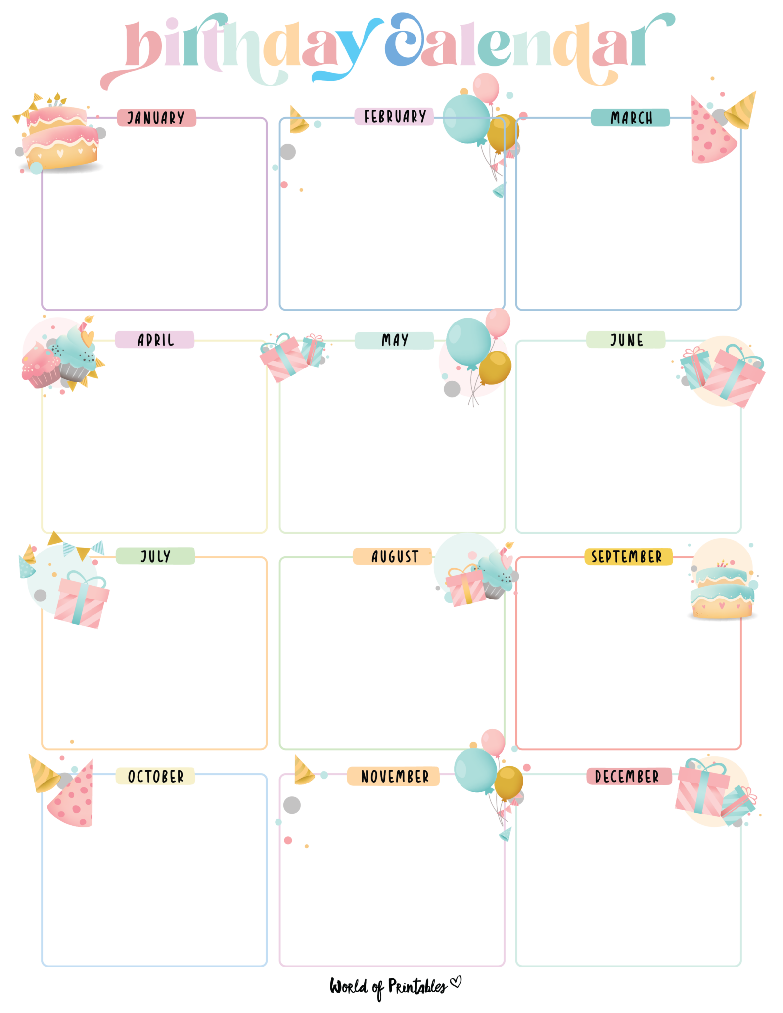 Birthday Calendars World Of Printables