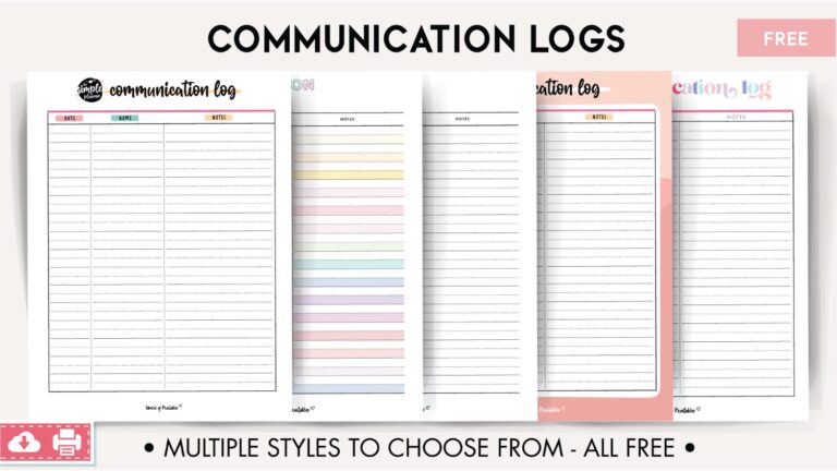 Communication Log World of Printables