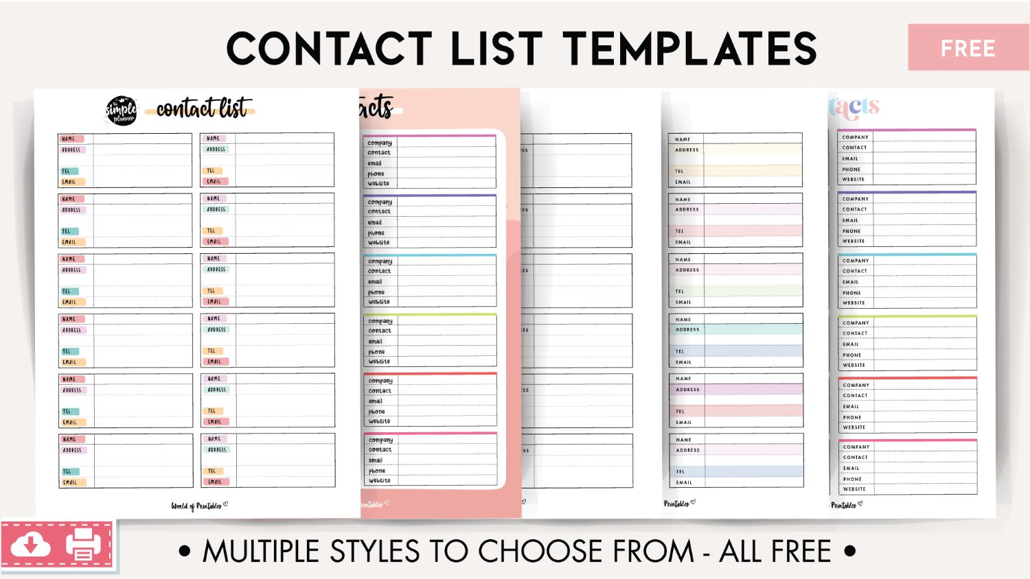 Basic Contact Information Sheet Printable