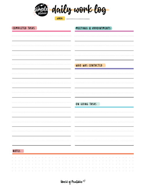 Work Log - 10+ Best Daily & Weekly Templates - World of Printables