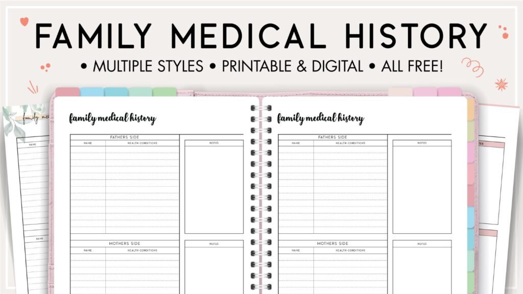 Family medical history template