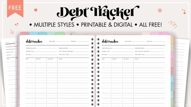 Free debt tracker printable