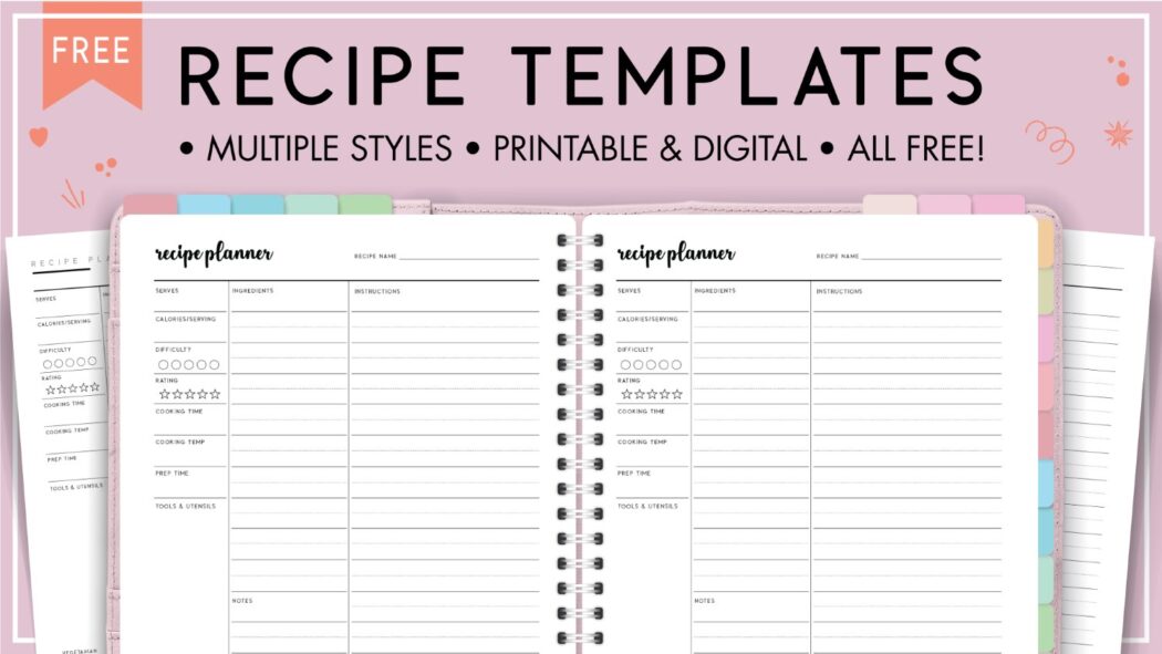 Free Printable Recipe Templates World of Printables Free Printable Recipe Templates World of Printables
