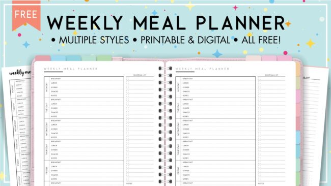 Free weekly meal planner template
