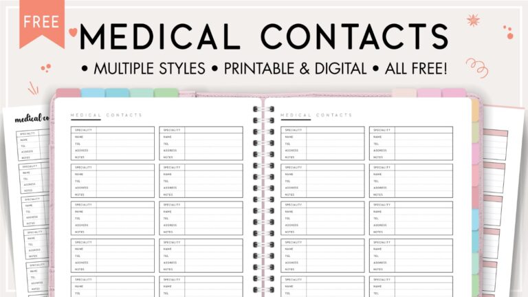 FREE Printable Medical Contact List Template - World of Printables