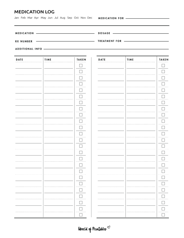 Medication Log - 8 of the Best Templates - World of Printables