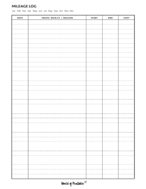 Mileage Log Templates - 15 Best Styles - World of Printables