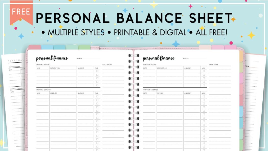 Printable Personal Balance Sheet Template - World of Printables