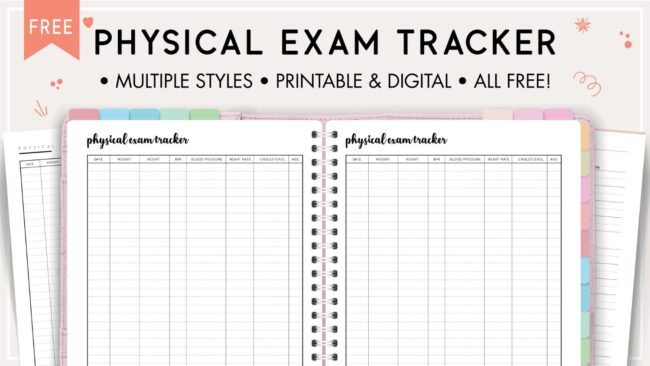 Physical exam tracker