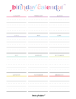 Birthday Calendars - World of Printables